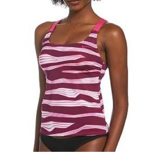 Nike wave stripe tankini top bathing suit swimwear summer swimsuit pink small